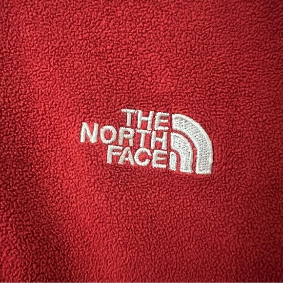 North Face Men’s 1/4 Quarter Zip M Red Fleece Hiking Outdoor Gym Travel Jacket - Picture 3 of 12